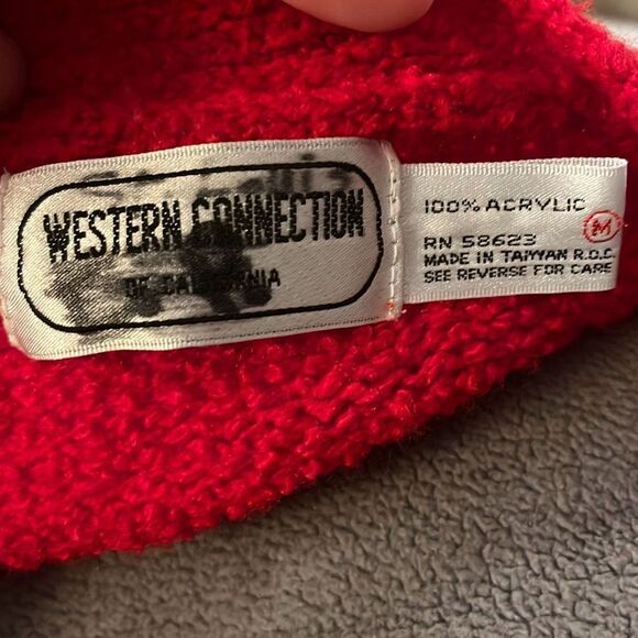 Western Connection Red Cardigan Sweater Open Front‎ Pockets Acrylic Knit - Picture 3 of 3